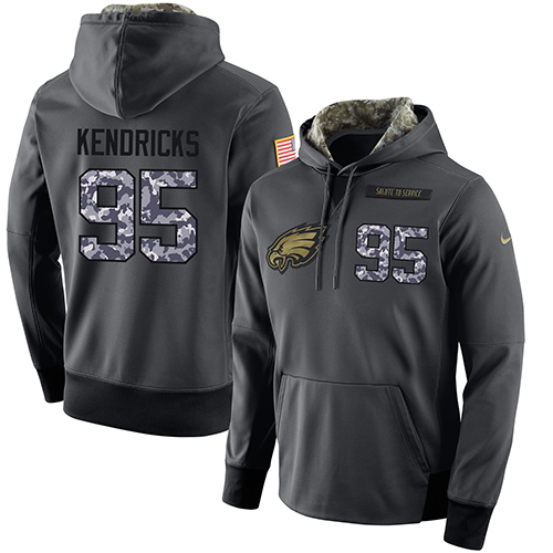 NFL Men's Nike Philadelphia Eagles #95 Mychal Kendricks Stitched Black Anthracite Salute to Service Player Performance Hoodie - Click Image to Close